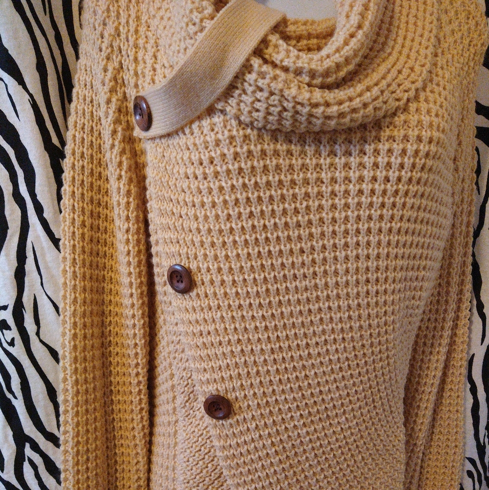 Button Turtle Crowl Neck Asymmetrical Sweater - image 3